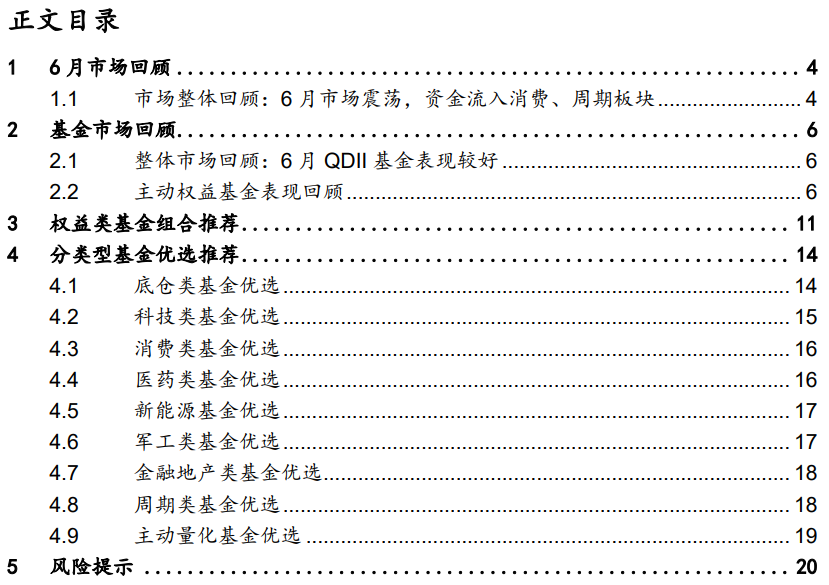 【国联金工|基金研究】市场震荡，优选均衡与盈利——7月基金组合月报